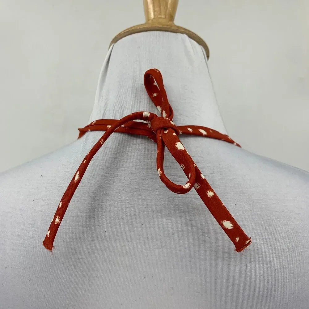 Chelsea28 Red Elevated Triangle Bikini Top Womens M Medium Padded Halter Tie